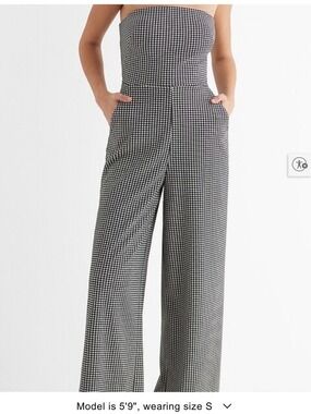 Express Houndstooth Strapless Wide Leg Jumpsuit XS